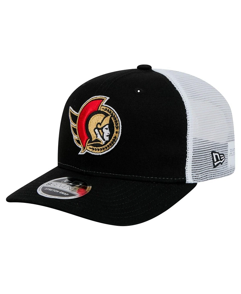 New Era Men's Black Ottawa Senators Core Trucker 9SEVENTY Stretch-Snap Hat