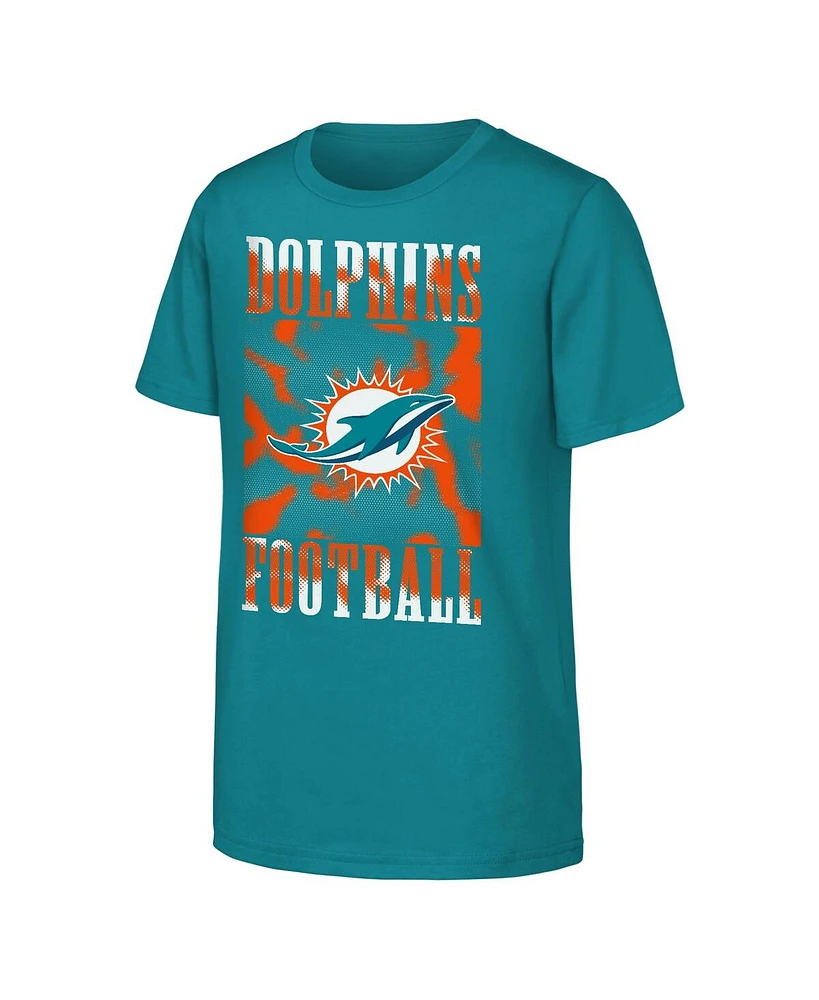 Outerstuff Big Boys and Girls Aqua Miami Dolphins Garage Hero T-Shirt