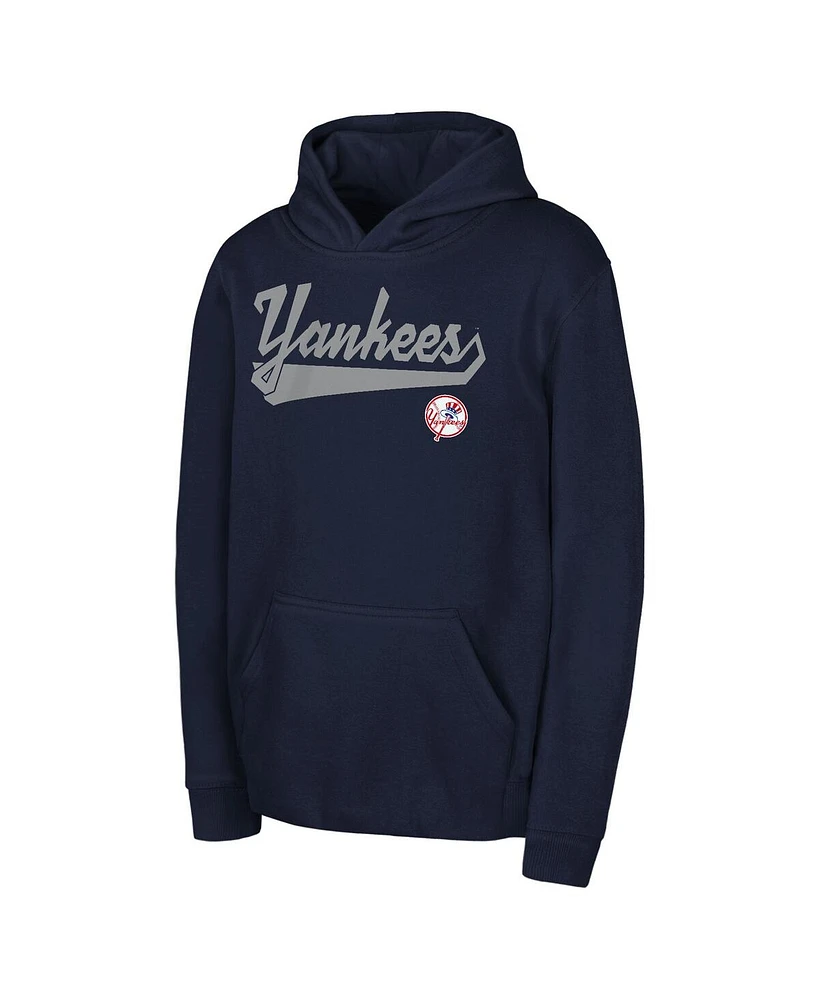 Outerstuff Big Boys and Girls Navy New York Yankees Tailor Made Fleece Pullover Hoodie