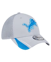 New Era Men's Gray Detroit Lions Game Day Linear 39THIRTY Flex Hat