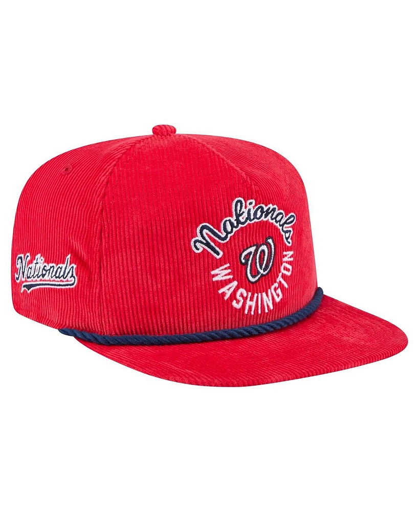 New Era Men's Red Washington Nationals Full Circle Corduroy Golfer Adjustable Hat