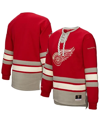 Mitchell & Ness Women's Red Detroit Wings Heritage Lace-Up Pullover Sweatshirt
