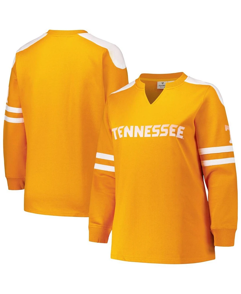 Fanatics Women's Tennessee Orange Volunteers Plus Contrast Sleeve Fleece Pullover Sweatshirt