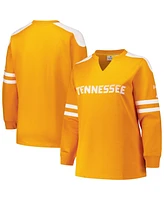 Fanatics Women's Tennessee Orange Volunteers Plus Contrast Sleeve Fleece Pullover Sweatshirt