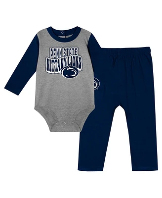 Outerstuff Baby Boys and Girls 2-Piece Penn State Nittany Lions Double Up Long Sleeve Bodysuit Pant Set