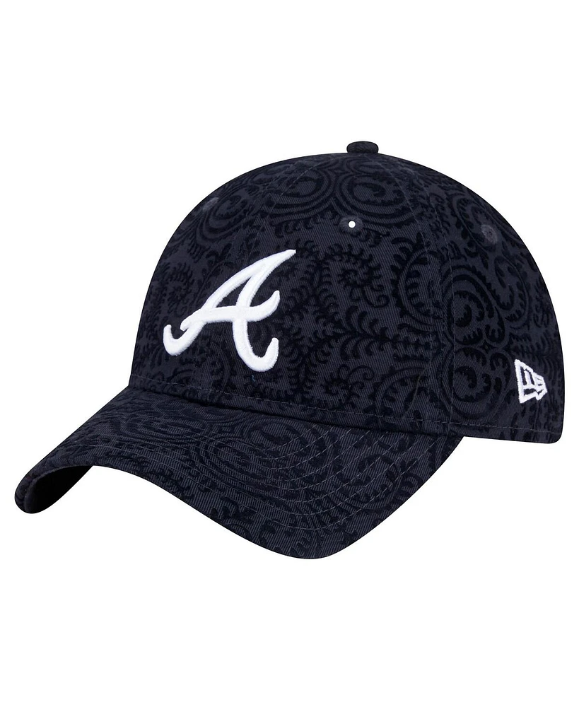 New Era Women's Navy Atlanta Braves Flair 9TWENTY Adjustable Hat