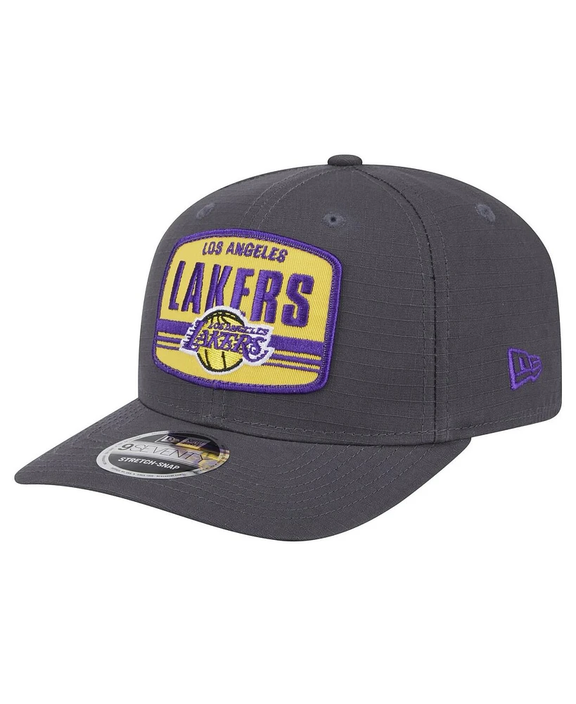 New Era Men's Graphite Los Angeles Lakers Team Elevated Patch 9SEVENTY Adjustable Hat