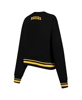 Pro Standard Women's Black Boston Bruins Area Code Cropped Pullover Sweatshirt