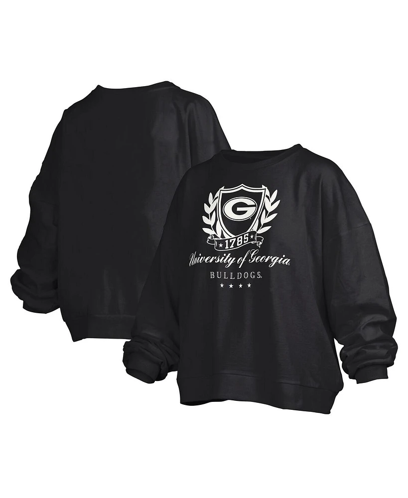 Pressbox Women's Black Georgia Bulldogs Big Aug Script Janice Oversized Pullover Sweatshirt