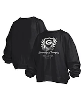 Pressbox Women's Black Georgia Bulldogs Big Aug Script Janice Oversized Pullover Sweatshirt