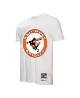 Mitchell & Ness Men's White Baltimore Orioles Cooperstown Collection Logo T-Shirt