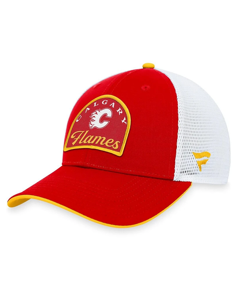 Fanatics Men's Red/White Calgary Flames Fundamental Adjustable Hat