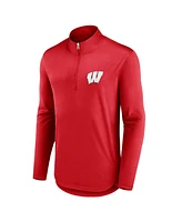 Fanatics Men's Red Wisconsin Badgers Quarterback Mock Neck Quarter-Zip Top