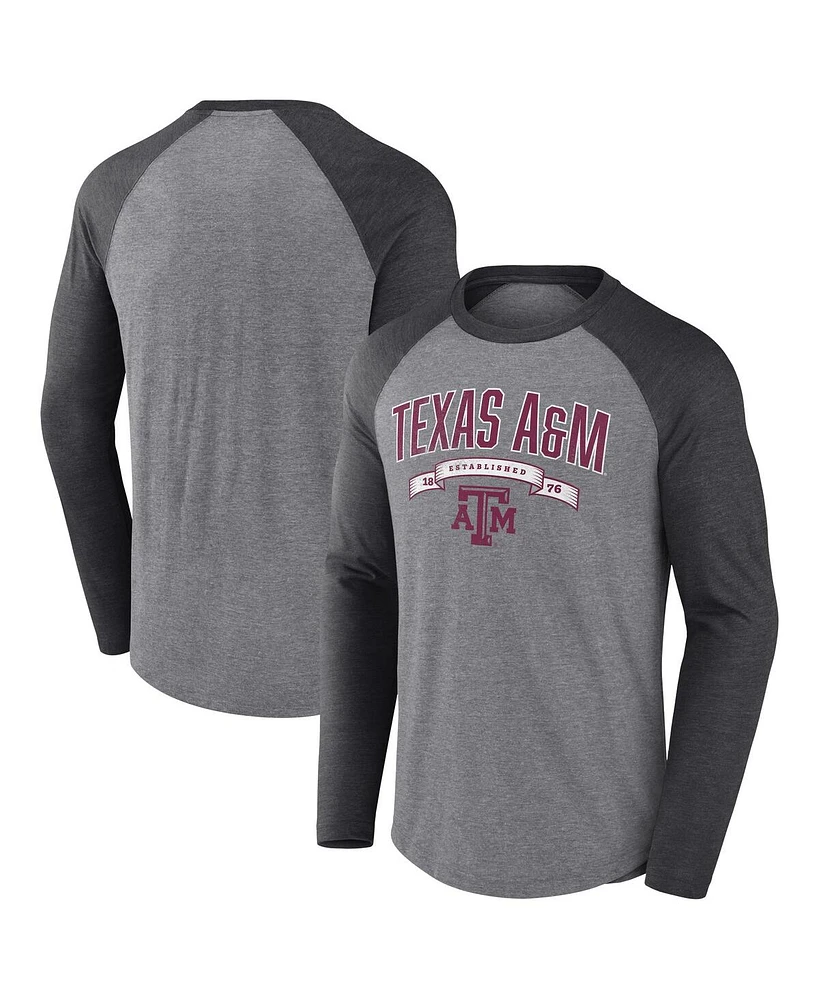 Fanatics Men's Gray Texas A M Aggies Banner Year Tri-Blend Raglan Long Sleeve T-Shirt
