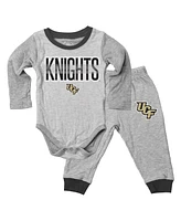 Wes & Willy Baby Boys and Girls Heather Gray Ucf Knights Jie Long Sleeve Bodysuit Pants