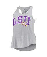 Profile Women's Heather Gray Lsu Tigers Arch Logo Racerback Scoop Neck Tank Top