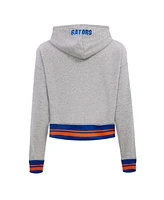 Pro Standard Women's Heather Gray Florida Gators Script Tail Fleece Cropped Pullover Hoodie