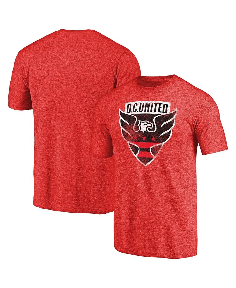 Fanatics Men's Red D.c. United Primary Logo Distressed Tri-Blend T-Shirt