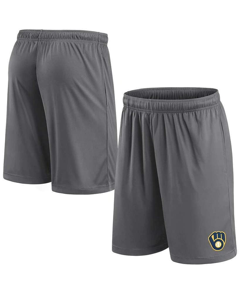 Fanatics Men's Gray Milwaukee Brewers Primary Logo Shorts