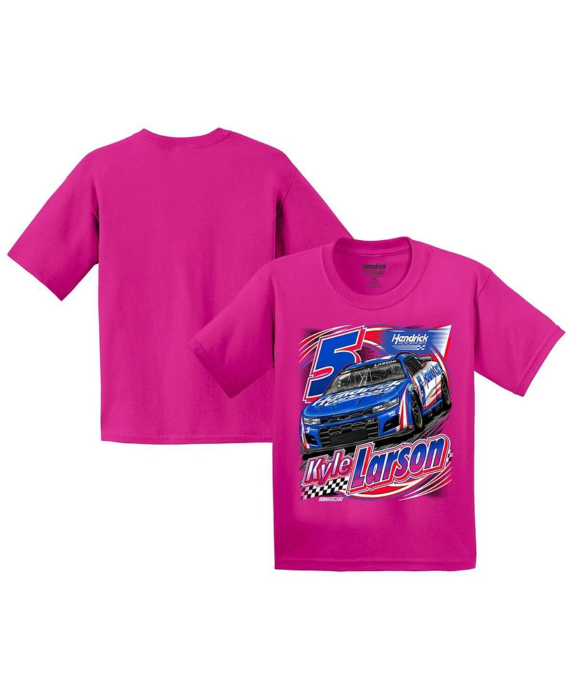 Hendrick Motorsports Team Collection Big Boys and Girls Pink Kyle Larson T-Shirt