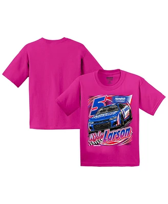 Hendrick Motorsports Team Collection Big Boys and Girls Pink Kyle Larson T-Shirt