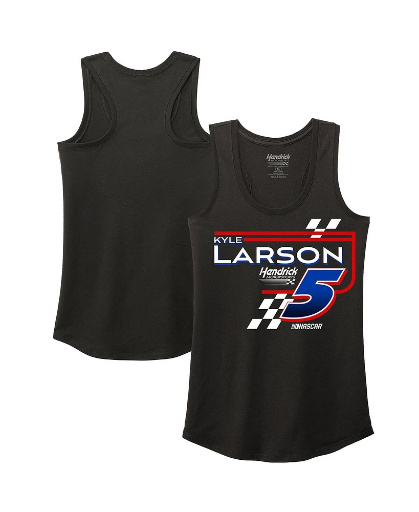 Hendrick Motorsports Team Collection Women's Black Kyle Larson Name Number Tri-Blend Racer Back Tank Top