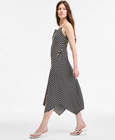 Bar Iii Women's Striped Satin Cowlneck Dress, Exclusively at Macy's