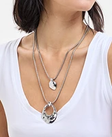 I.n.c. International Concepts Rhodium-Plated Crystal Sculptural Layered Pendant Necklace, 19-1/4" + 3" extender, Exclusively at Macy's