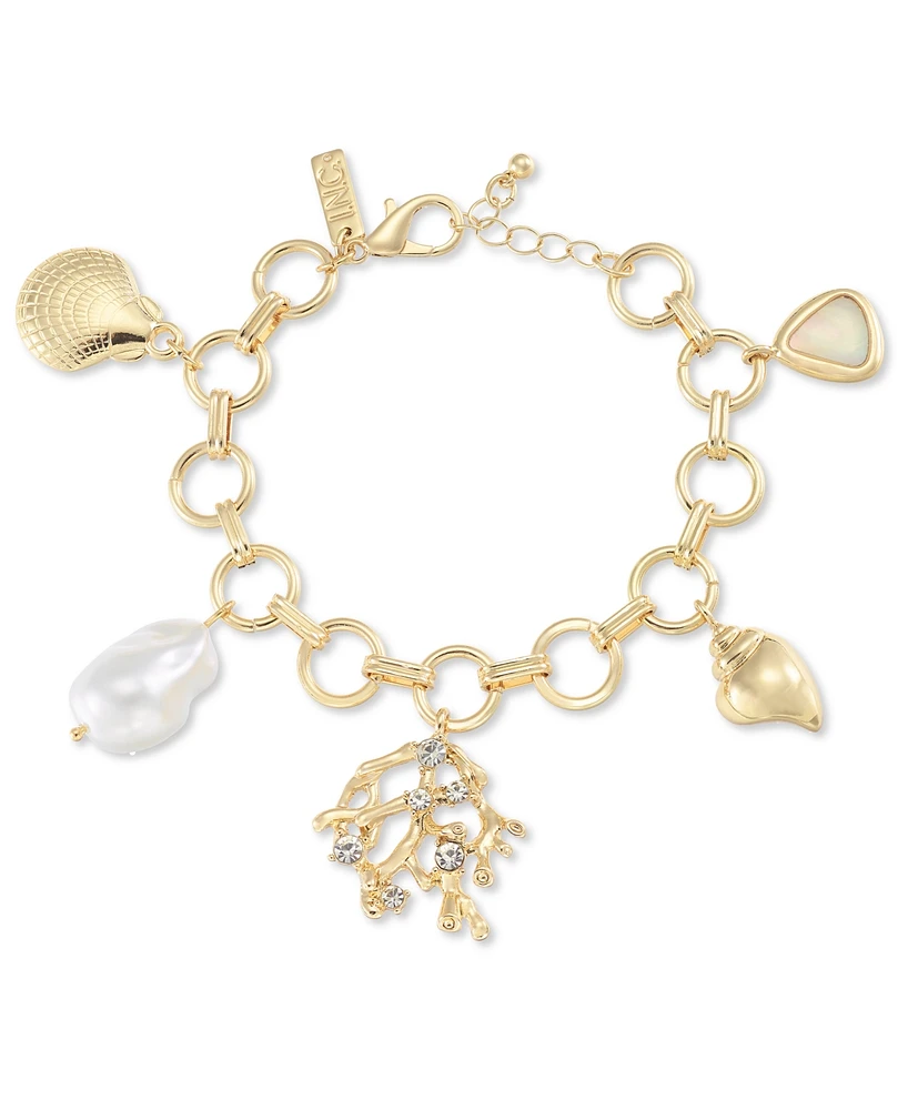 I.n.c. International Concepts Gold-Tone Crystal & Imitation Pearl Reef Charm Bracelet, Exclusively at Macy's