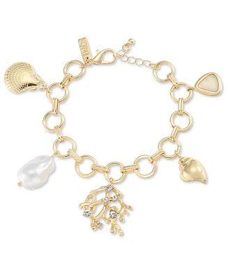 I.n.c. International Concepts Gold-Tone Crystal & Imitation Pearl Reef Charm Bracelet, Exclusively at Macy's