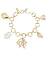 I.n.c. International Concepts Gold-Tone Crystal & Imitation Pearl Reef Charm Bracelet, Exclusively at Macy's