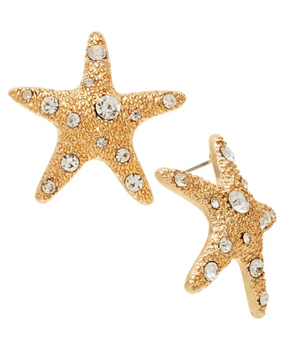 I.n.c. International Concepts Gold-Tone Crystal Starfish Statement Button Earrings, Exclusively at Macy's