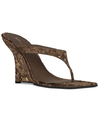 Jeffrey Campbell Romee-f Sculpted Wedge Thong Sandals