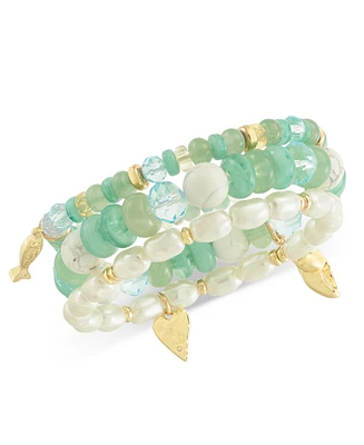 On 34th Blue Beaded Nautical Charm Bracelet Stretch Set, Exclusively at Macy's
