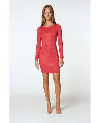 Bebe Women's Long Sleeve Crystal Midi Dress