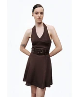 Nocturne Women's Double Belt Detailed Mini Dress