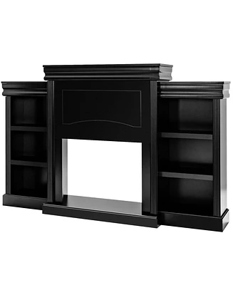 70 Inch Modern Fireplace Media Entertainment Center with Bookcase