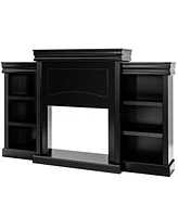 70 Inch Modern Fireplace Media Entertainment Center with Bookcase