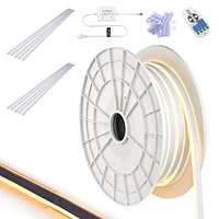 DELight 50FT Warm White Led Strip Neon Rope Lights with 10Pcs Clear Pvc Channel