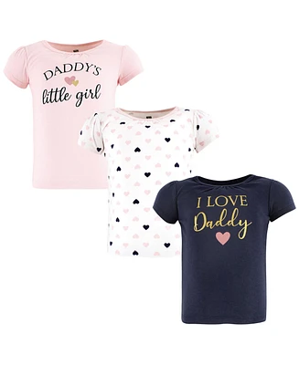 Hudson Baby Girls Short Sleeve T-Shirts Daddy Pink Navy, 18-24 Months