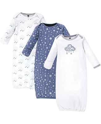 Hudson Baby Baby Boys Hudson Cotton Gowns, Cloud Mobile Blue, Preemie/Newborn