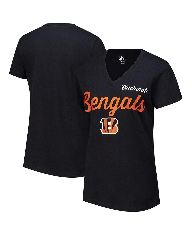 G-iii 4Her by Carl Banks Women's Black Cincinnati Bengals Post Season V-Neck T-Shirt