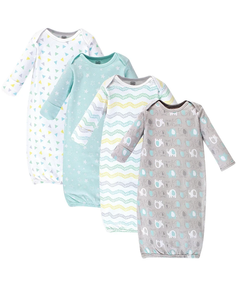 Luvable Friends Baby Boys Unisex Ultra-Soft Interlock Fabric 4-Pack Gowns