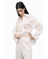 Nocturne Women's Belted Embroidered Jacket