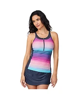 Free Country Women's Mesh Zip-Up Tankini Top