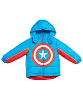 Avengers Toddler Boys Marvel Captain America Zip Up Winter Coat Puffer Jacket