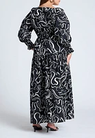 Eloquii Plus Printed V Neck Maxi Dress