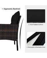 Gymax 5PCS Patio Set Sectional Rattan Wicker Furniture Set w/ Cushion