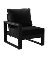 8-Piece Modern Hdpe Outdoor Patio Furniture Conversation Set with Coffee Table and Ottomans