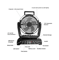 Ayamaya 20,000mAh Rechargeable Camping Fan with Led Lantern & Power Bank, Ultra-Quiet 9-Speed Tent Fan with Remote, 135-Hour Battery Life, Adjustable